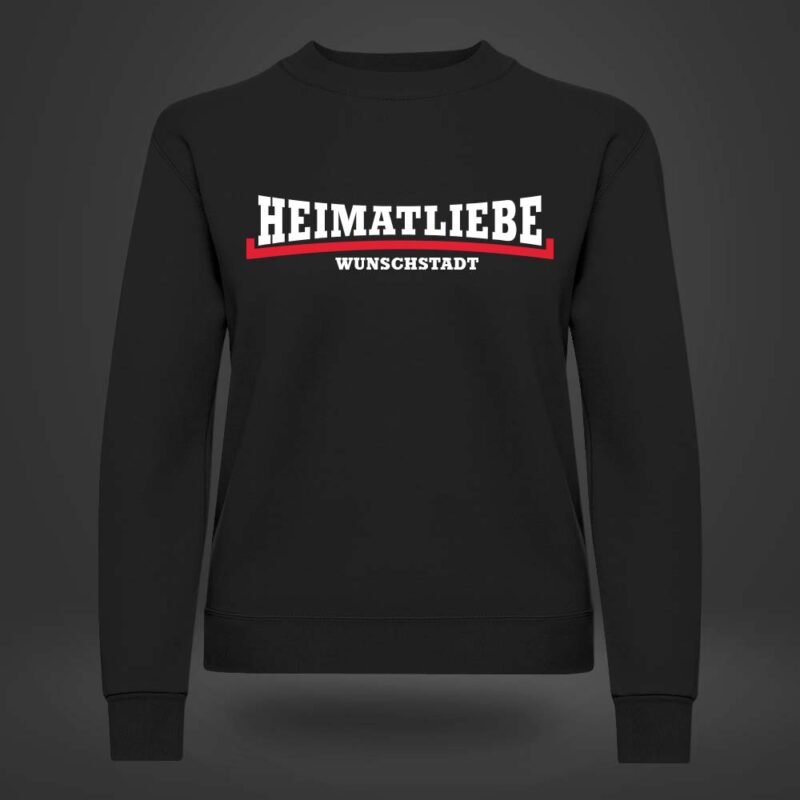 Heimatliebe Frauen Pullover schwarz rot Wunschstadt