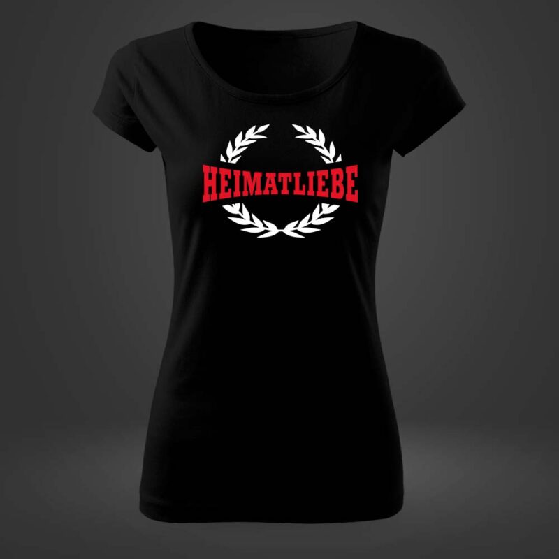 Damen T Shirt Heimatliebe Lorbeer schwarz