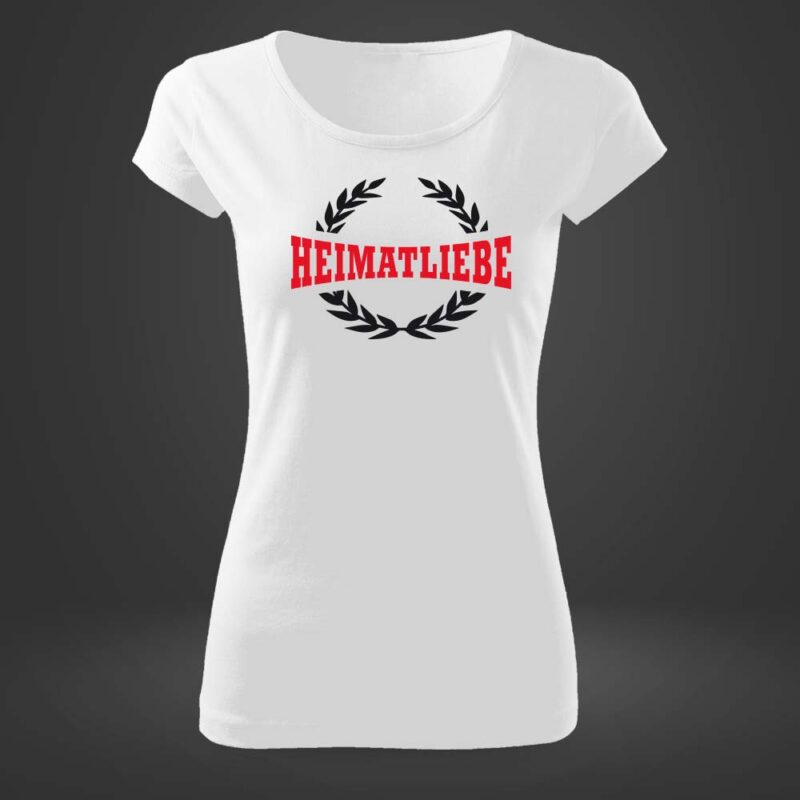 Damen T Shirt Heimatliebe Lorbeer weiß