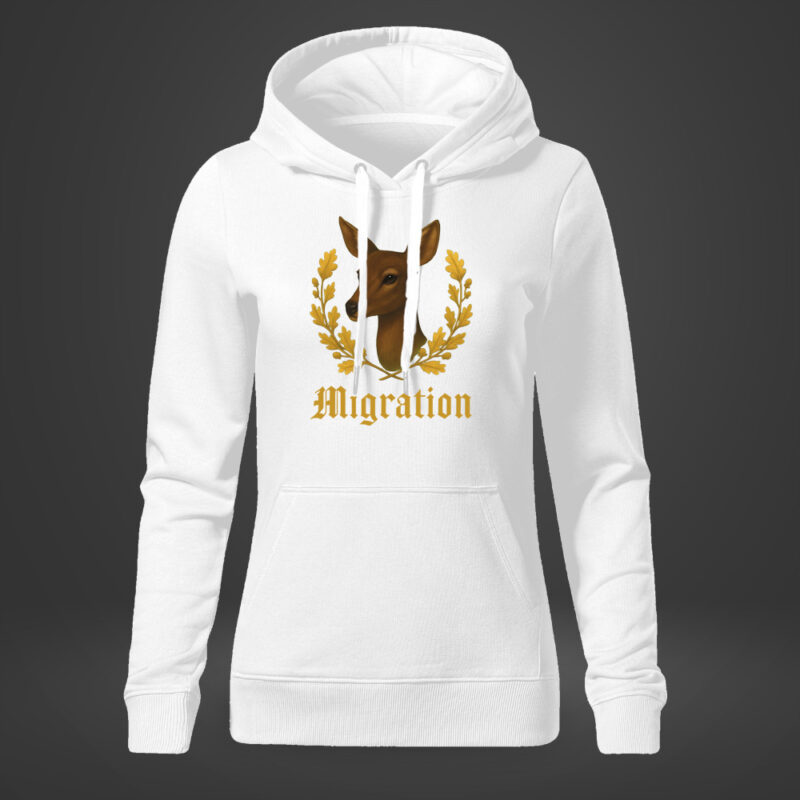 DamenHoodieWeißRehGroß